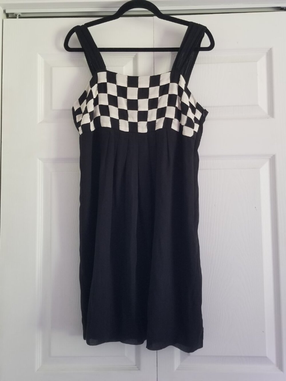 Kensie Dress 10 Black White Checker Retro 50s 60s Sweetheart Lined